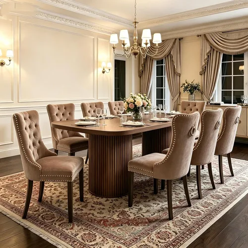 Vista 20 de Mesa de comedor extra larga de 78.7 pulgadas para 6-10 personas, mesa de cocina moderna con bases estriadas, mesa de comedor rectangular de granja