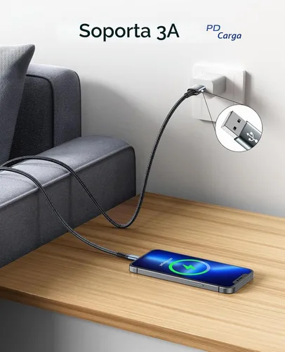 Vista 2 de Cable USB A a USB C [2 unidades de 3 pies], cable USB C de carga rápida, cable de carga USB a USB C trenzado extra duradero mejorado compatible