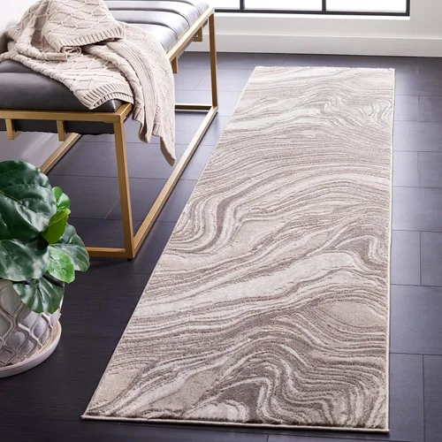 Vista 19 de SAFAVIEH Meadow Collection - Alfombra para pasillo, 2 x 7 pies, azul y gris, diseño abstracto moderno, no desprende pelusa y de fácil cuidado, ideal