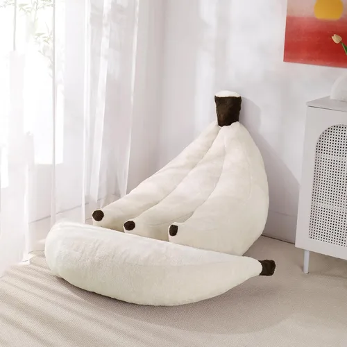 Vista 10 de Sofá de frijoles con otomana IEVENW en forma de banana, sofá de piso con reposapiés, cómodo sofá cama convertible para adultos, sofá de felpa