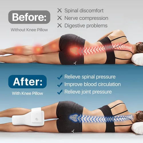 Vista 4 de Almohada de rodilla para dormir de lado, almohada grande y cómoda de espuma viscoelástica para dormir de lado, correa ajustable, almohada