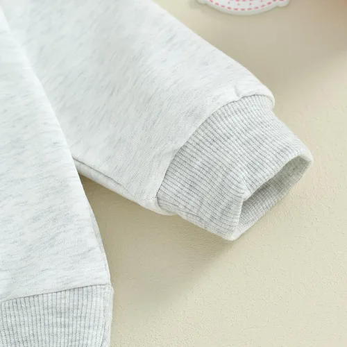 Vista 3 de Conjunto de sudadera de manga larga con estampado de letras y pantalones deportivos a cuadros, 2 piezas para otoño e invierno