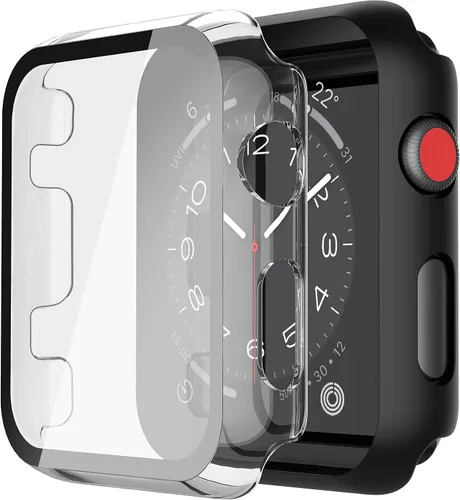 Vista 48 de Misxi Juego de 2 Fundas de Vidrio Templado Compatibles con Apple Watch Series 3 y Series 2 de 1.496 Pulgadas, Protector de Pantalla de Policarbonato