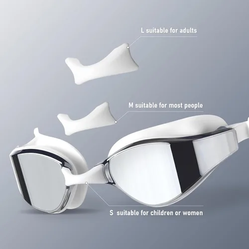 Vista 5 de Gafas de natación polarizadas, antiniebla, anti rayos UV, gafas de piscina de visión amplia unisex para adultos, sin fugas, gafas de natación