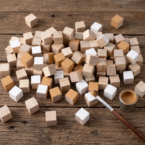 Vista 7 de 60 cubos de madera sin terminar de 1/2 pulgada, bloques de madera