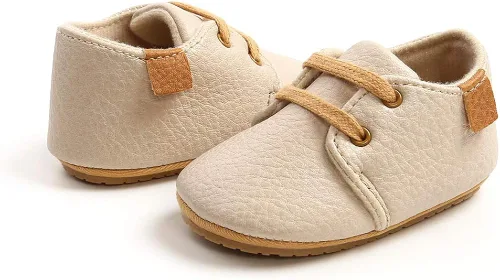 Vista 5 de SENIURIS Zapatos para bebés niños y niñas, suela de goma antideslizante, de piel sintética, zapatos para primeros pasos, zapatos de cuna para recién