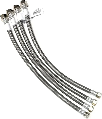 Vista 26 de Conector de línea de suministro de agua para grifo de acero inoxidable trenzado, línea de suministro para grifo - rosca de compresión hembra de 3/8