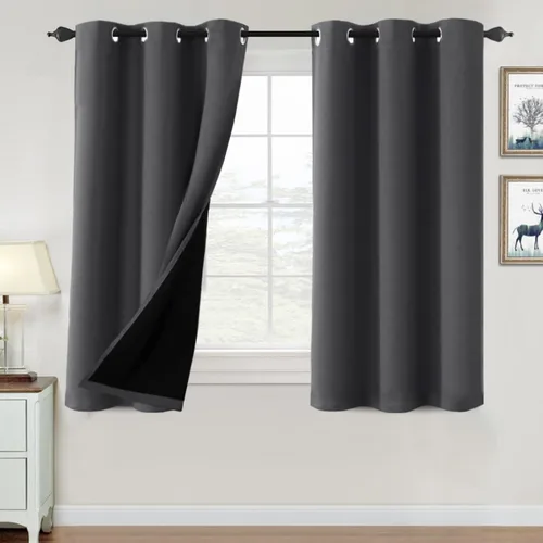 Vista 128 de H.VERSAILTEX Cortinas 100% de opacidad para dormitorio, con aislamiento térmico, cortinas opacas de 63 pulgadas de largo, cortinas de bloqueo