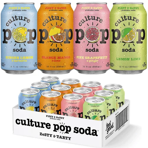 Vista 19 de Culture Pop Soda, cereza negra espumosa de Noah Kahan, soda probiótica baja en azúcar, alternativa al jugo espumoso, sin OMG, kosher, sin gluten
