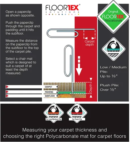 Vista 12 de Floortex® Ultimat® - Alfombrilla de policarbonato resistente para sillas de pelo profundo, 35 x 47 pulgadas, se envía plana