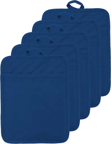 Vista 26 de Oven Pot Holder with Pocket Cotton Heat Resistant Coaster Potholder Kitchen Hot Pad Oven Mitts for Cooking and Baking Square 7"x9" (Aqua, Silicone)