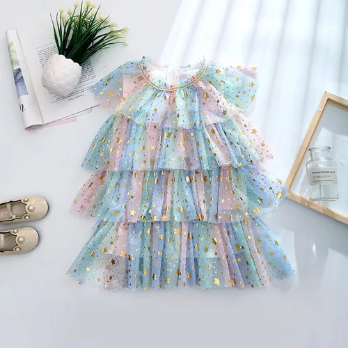 Vista 2 de Ropa para niñas de 7 a 16 niveles de tul para bebé, princesa, vestido sin mangas, vestido y falda para niñas