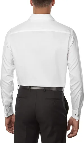 Vista 2 de Calvin Klein Camisa de vestir con puños franceses de espiga y ajuste regular para hombre