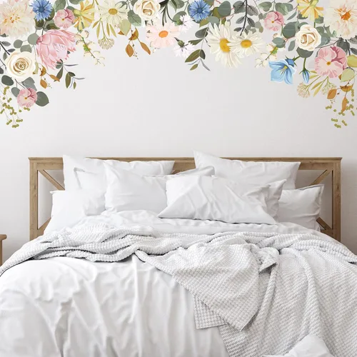 Vista 23 de Zonon 6 calcomanías de pared de flores, calcomanías para despegar y pegar