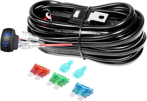 Vista 11 de SKYWORLD Kit de arnés de cableado de 1 cable de 10 pies para barra de luz de trabajo LED, interruptor de encendido/apagado de 14 V, kit de arnés