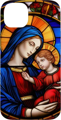 Vista 15 de Blessed Virgin Mary and Jesus Christ Stained Glass Case for iPhone 16