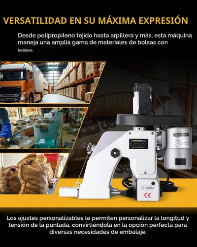 Vista 5 de Máquina de coser de bolsas de alta resistencia - Sellador industrial de bolsas para polipropileno tejido, yute, arpillera, papel y bolsas