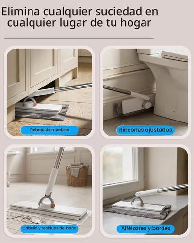 Vista 8 de MASTERTOP Trapeador de agarre a presión, trapeador plano manos libres