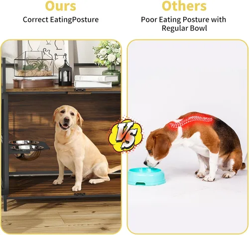 Vista 6 de ROOMTEC Jaula para Perros Estilo Mueble para Perros Grandes de Interior Super Resistente y Duradera con 2 Cuencos de Acero Inoxidable
