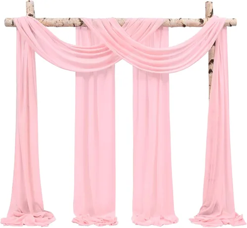 Vista 22 de Tela para Cubrir Arco de Boda, 4 Paneles 71 cm x 6,1 m Telas para Arco de Boda Azul Bebé para Ceremonia, Telas de Gasa para Decoración de Arco