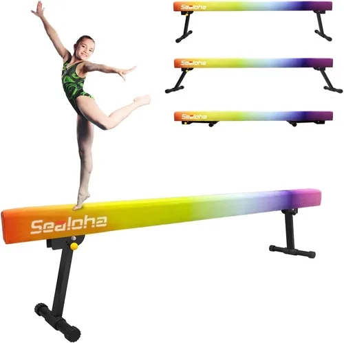 Vista 11 de GLANT - Viga de equilibrio ultrasimple ajustable y plegable de 8 pies, equipo de gimnasia de suela de piso alto y bajo, sin necesidad
