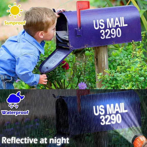 Vista 4 de Seloom 148 PCS Calcomanías de Números Reflectantes para Buzón de 2" para Exteriores, Calcomanías de Números y Letras Blancos, Números de Dirección