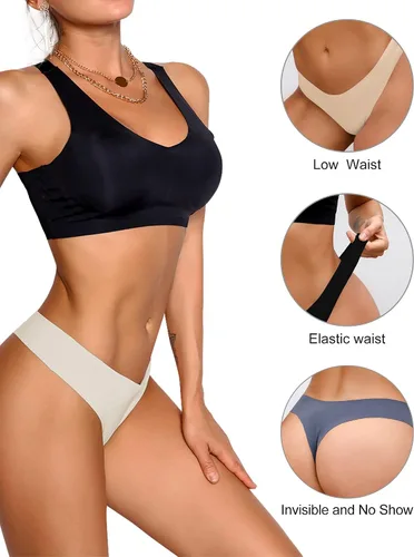 Vista 2 de DEANGELMON - Tangas cómodas sin costuras, para mujer, ropa interior invisible, paquete surtido