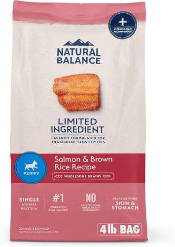 Vista 14 de Natural Balance Alimento seco para cachorros de ingredientes limitados con granos saludables, receta de cordero y arroz integral, 4 libras