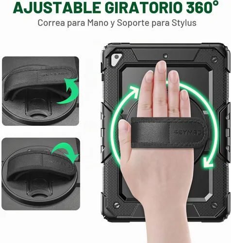 Vista 3 de SEYMAC Funda para iPad de 6ª/5ª Generación de 9.7 Pulgadas, Funda Protectora Resistente de Cuerpo Completo a Prueba de Golpes con Protector