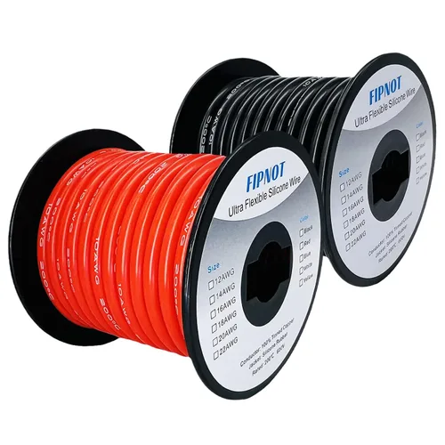 Vista 16 de Cable de 8 AWG Alambre Calibre 8 de Silicona - Carrete Negro de 25 pies, Alambre de Cobre Estañado Trenzado Extra Flexible 8AWG para Soldadura 200℃