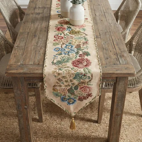 Vista 4 de Tache Tapestry - Camino de mesa rústico con diseño floral de campo, 13 x 48 pulgadas