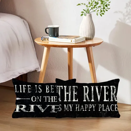 Vista 4 de Life is Better on The River - Juego de 2 fundas de almohada decorativas con temática de río negro, 12 x 20 pulgadas, para sofá