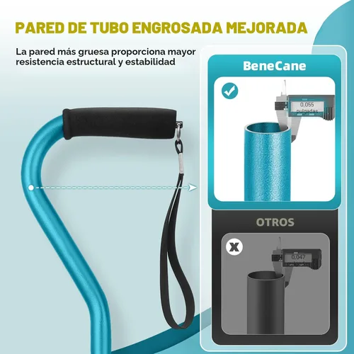Vista 3 de Bastón de caminar ajustable con mango de espuma suave para hombres y mujeres Bastón ligero y cómodo con base de estabilidad extra Ayuda de movilidad