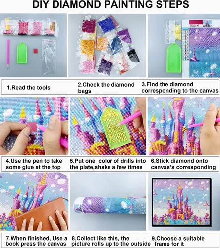 Vista 6 de Pintura de diamante 5D para bricolaje, kit de Halloween por números, taladros completos para adultos, cruz redonda de cristal de diamantes