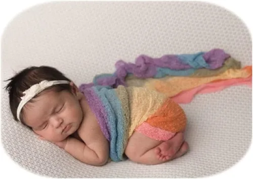 Vista 10 de Coberllus Accesorios para fotos de bebé recién nacido, manta de tela para envolver para niños y niñas, sesión de fotografía (beige)