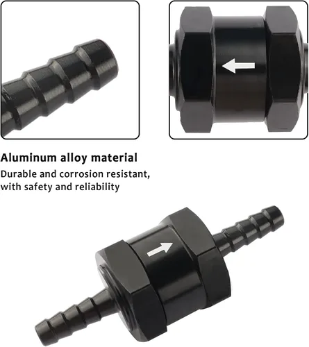 Vista 5 de Válvula de retención de combustible de 1/4 de pulgada, grabada con dirección de flujo, válvula unidireccional de aleación de aluminio para aire