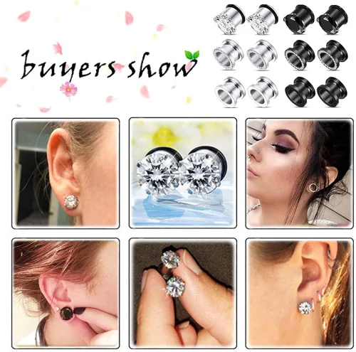 Vista 3 de Longbeauty - Dilatadores para orejas de acero inoxidable 12