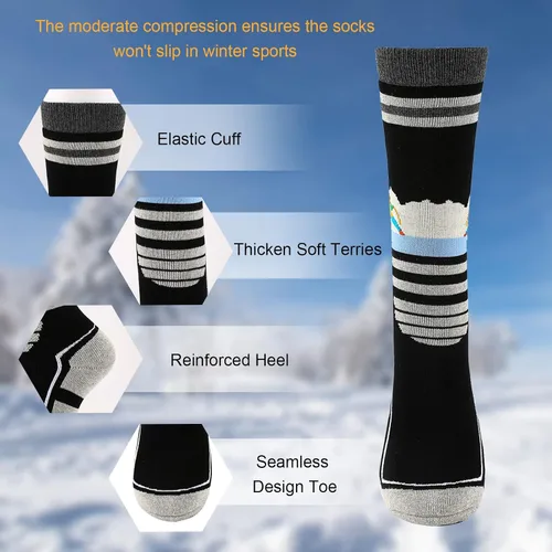 Vista 2 de HGRTYXS Calcetines de esquí para niños calcetines de snowboard cálidos y gruesos para invierno calcetines térmicos para niños y niñas esquí
