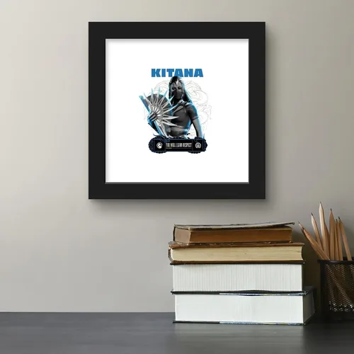 Vista 4 de Trends International Gallery Pops Mortal Kombat 1 - Kitana You Will Learn Respect - Arte de pared, versión enmarcada en negro, 12 x 12 pulgadas