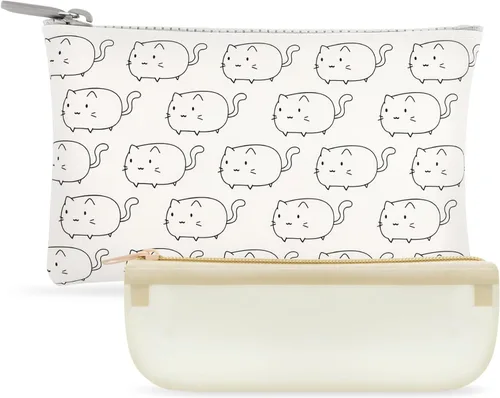 Vista 9 de Manmihealth Bonita bolsa de maquillaje de silicona para gatos, bolsas de cosméticos para mujeres, soporte para brochas de maquillaje de viaje, bolsa