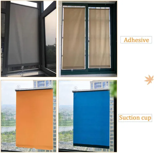 Vista 7 de Cortinas opacas para ventana, con ventosas, persianas enrollables sin taladro, 75% de protección UV, aislamiento térmico temporal, persianas Negro