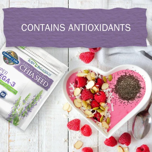 Vista 5 de Garden of Life Raw Organics Semillas de chía 100% orgánicas para batidos y pudín, alimentos de semillas enteras con superalimento Omega 3, 28
