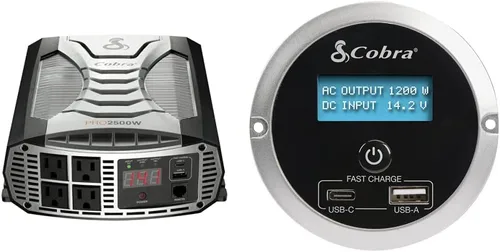 Vista 9 de Inversor de Potencia Cobra PURE SINE de 400W, Portátil – Cargador para Automóvil de 400 Vatios, 2 Enchufes de CA con Conexión a Tierra, 2 Puertos
