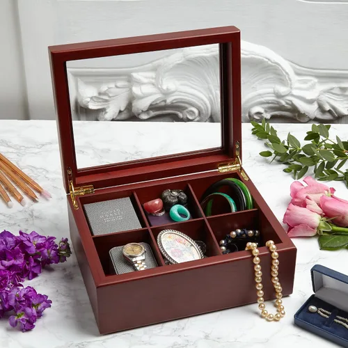 Vista 9 de Caja de té – Organizador de bolsas de té de madera de lujo de The Apace Premier Collection – Contenedor de almacenamiento de té de 6 compartimentos