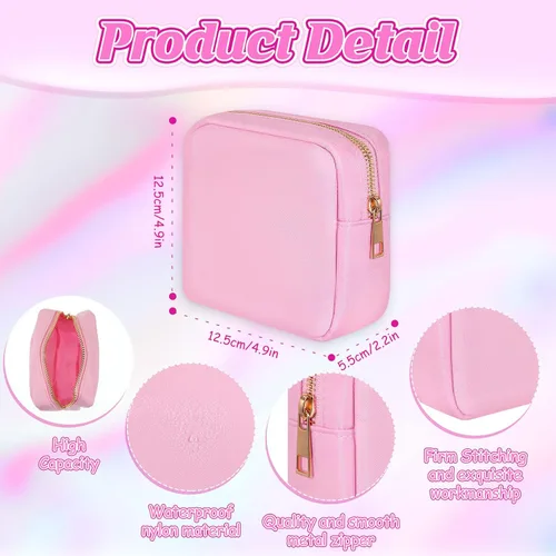 Vista 2 de Sweetude 6 piezas Bolsa de maquillaje de nailon, neceser de viaje con cremallera, bolsa de cosméticos de nailon para bolso, organizador