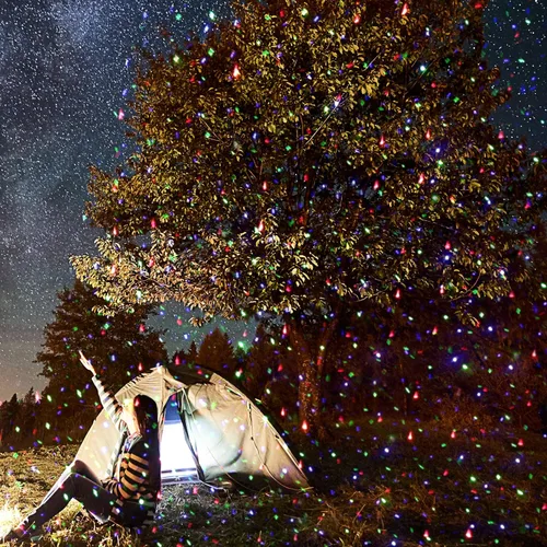 Vista 8 de Proyector de luz láser de estrellas al aire libre, AIRIVO RGB 3 colores 11 efectos de iluminación luces de luciérnaga proyección de luz, luces láser