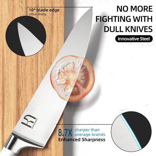 Vista 2 de KnifeSaga Juego de cuchillos de cocina de alta calidad, acero inoxidable japonés de alto carbono, 15 piezas, juego de bloques de cuchillos ultra