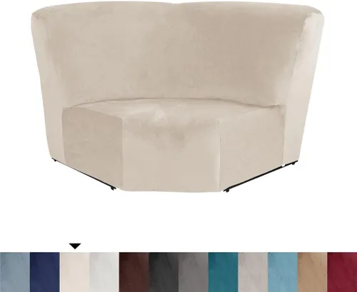 Vista 2 de Funda de terciopelo para sofá esquinero, 1 pieza adicional para asiento esquinero, protector para sofá reclinable en forma de L, decoración