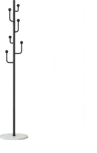 Vista 13 de Moderno perchero de metal con forma de árbol, árbol de pasillo de metal independiente con base de mármol resistente, organizador de entrada