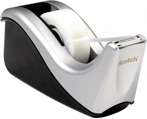 Vista 8 de Scotch Dispensador de cinta adhesiva para escritorio Silvertech de dos tonos (C60-ST)